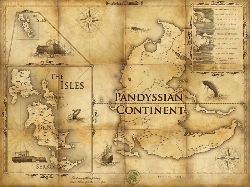 Fantasy World Map — Beige, Ancient, Illustration