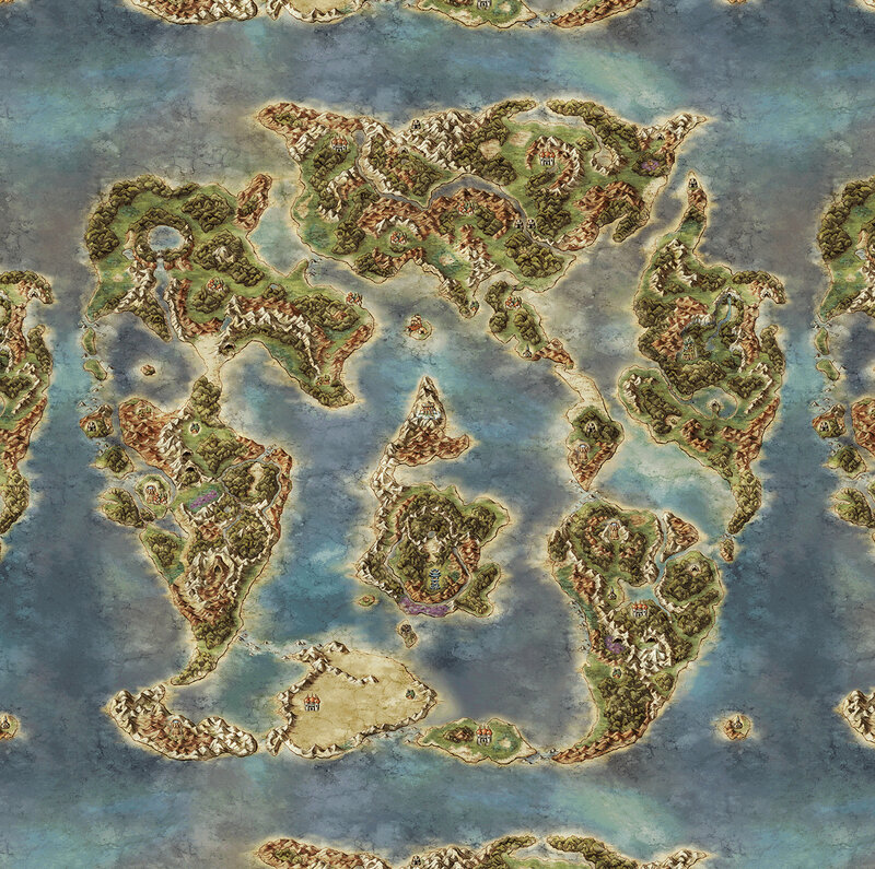 Fantasy World Map — Blue, Serene, Illustration