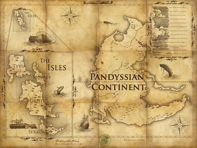Fantasy World Map — Brown, Ancient, Illustration, Ship