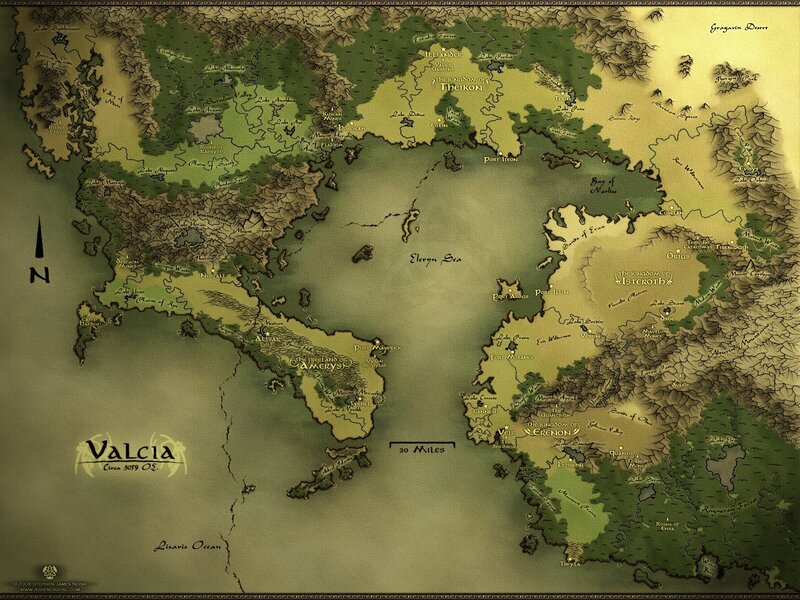 Fantasy World Map — Green, Ancient