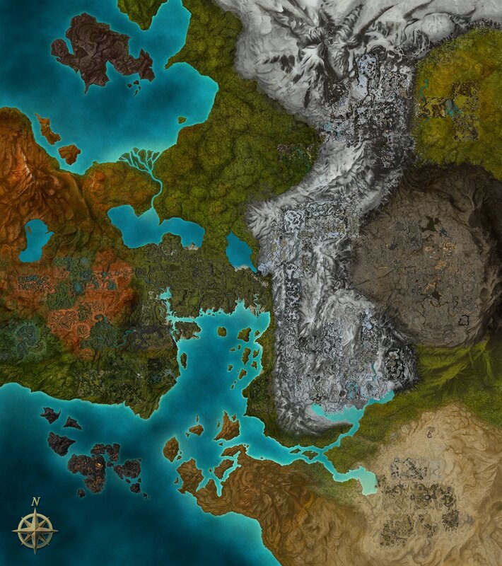 Fantasy World Map — Green, Dramatic, Illustration