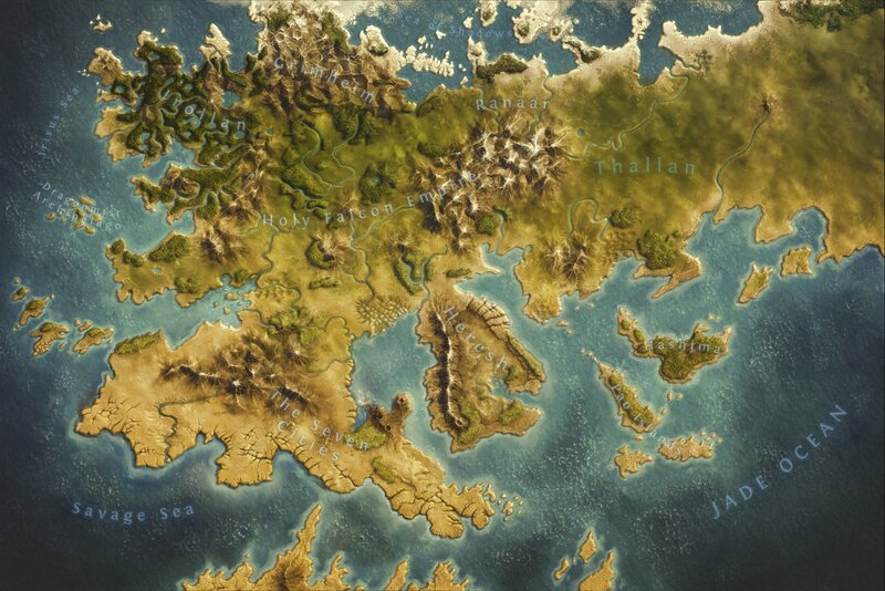 Fantasy World Map — Green, Epic, Illustration, Landmasses