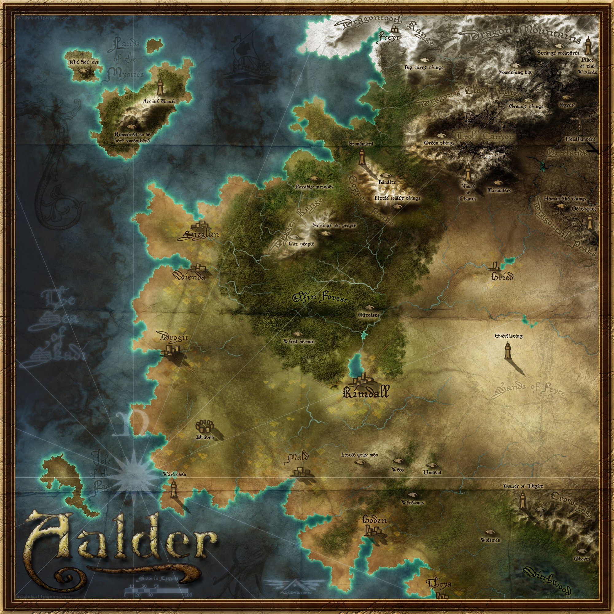 Fantasy world map of Alder