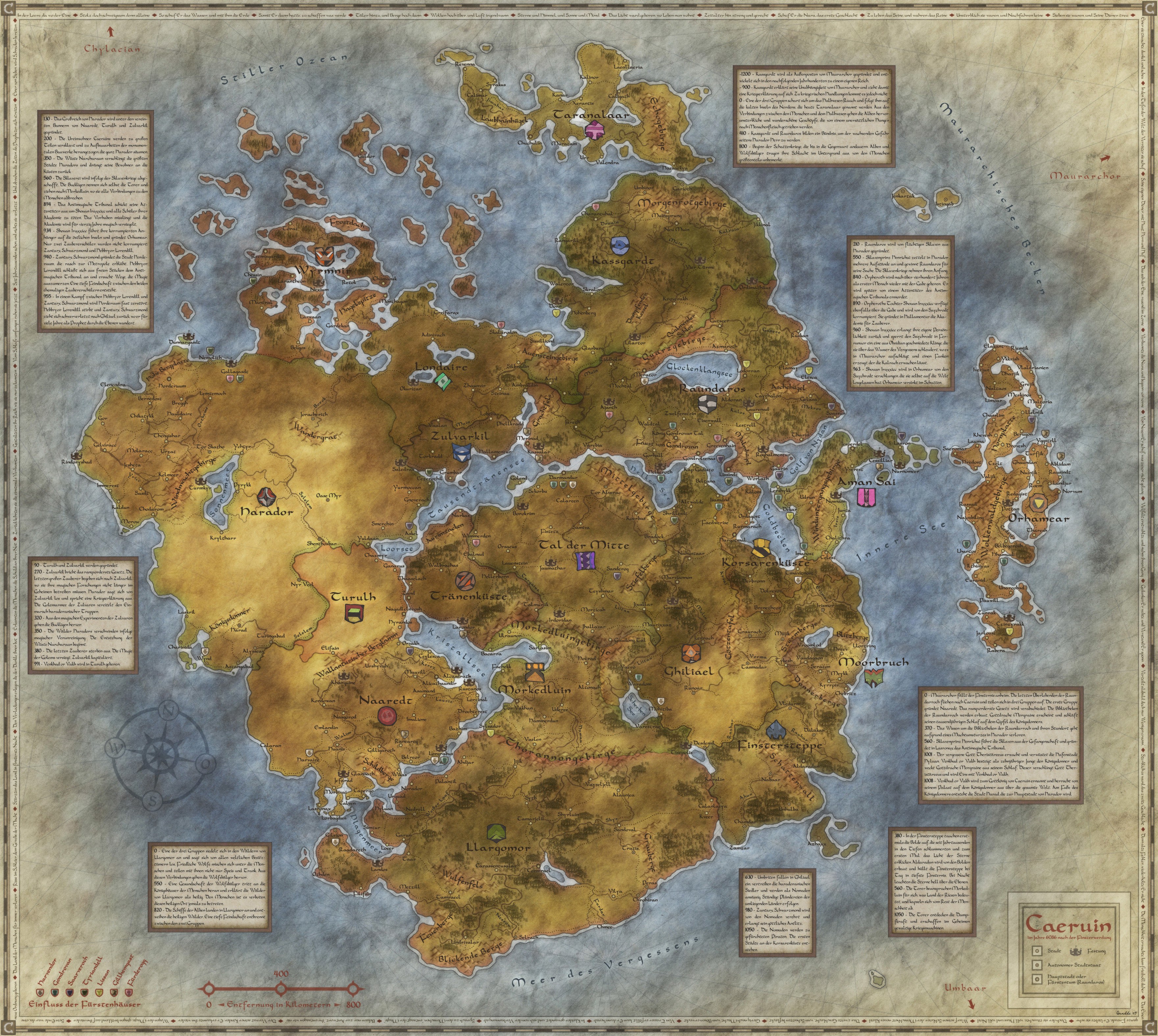 Fantasy world map of Caeruin