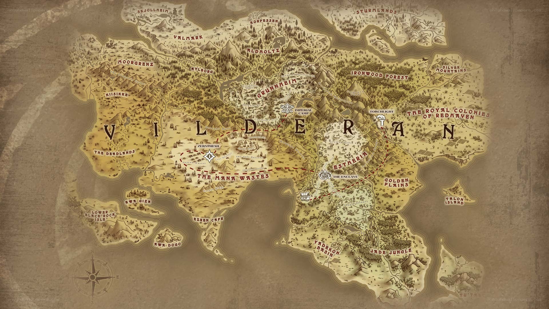 Fantasy world map of Vilderan