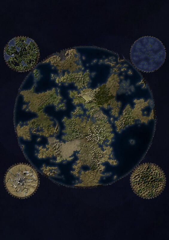 Fantasy world map with moons