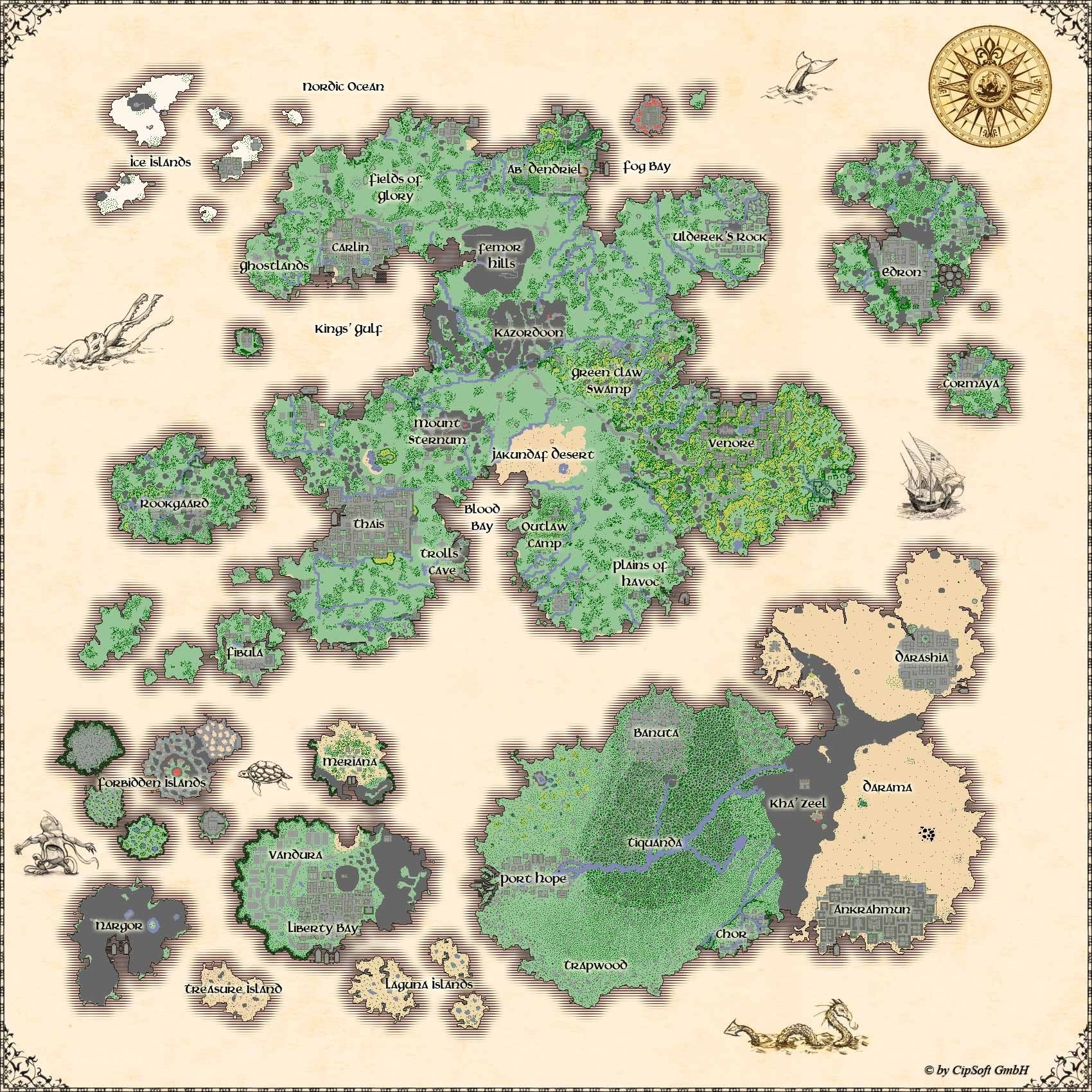 Fantasy world map with regions and locations