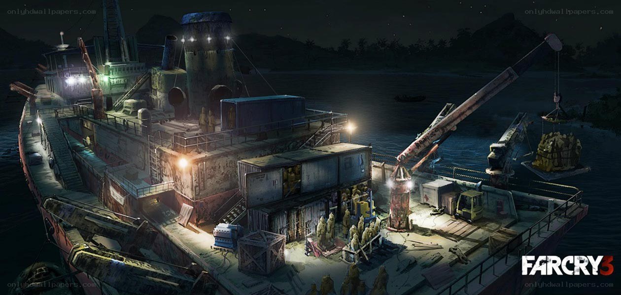 Far Cry 3 shipyard scene