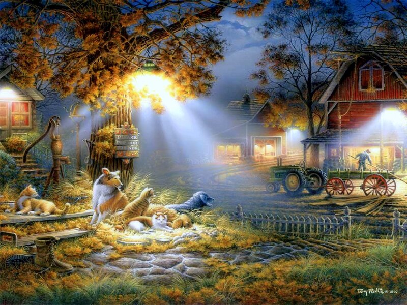 Farm Animals at Night — Yellow