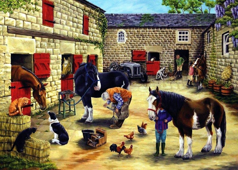 Farm Animals in Courtyard