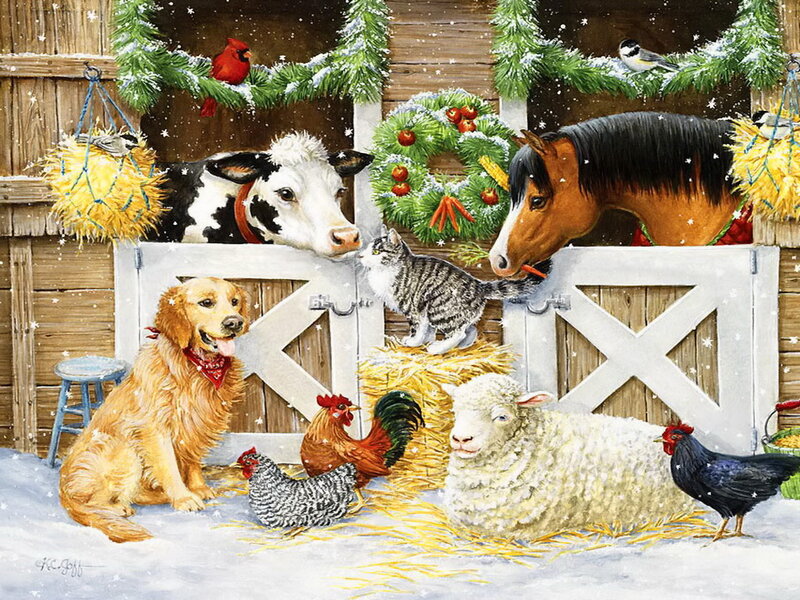 Farm Animals in Snow