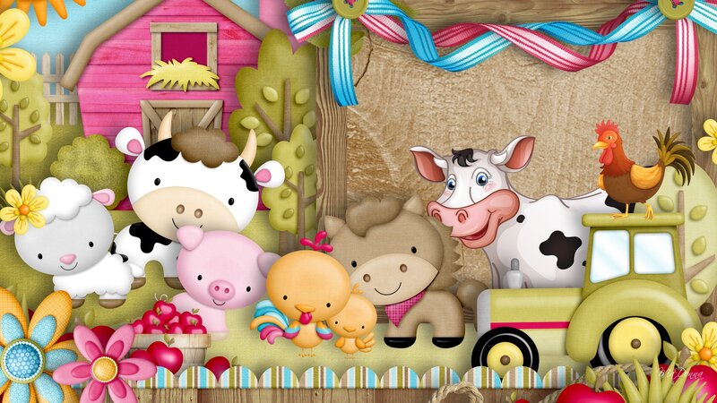 Farm Animals on a Tractor