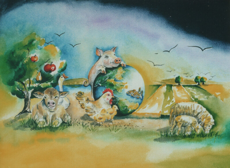 Farm Animals on Globe