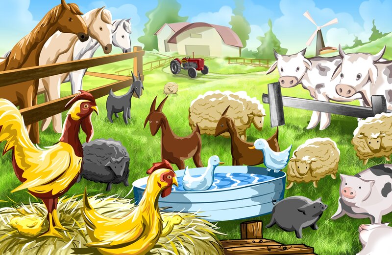 Farm Animals on Pasture