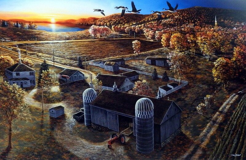 Farm at Sunset — Brown