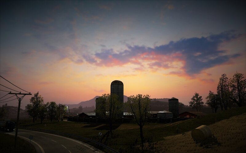 Farm at Sunset — Orange, Serene, 3d Render