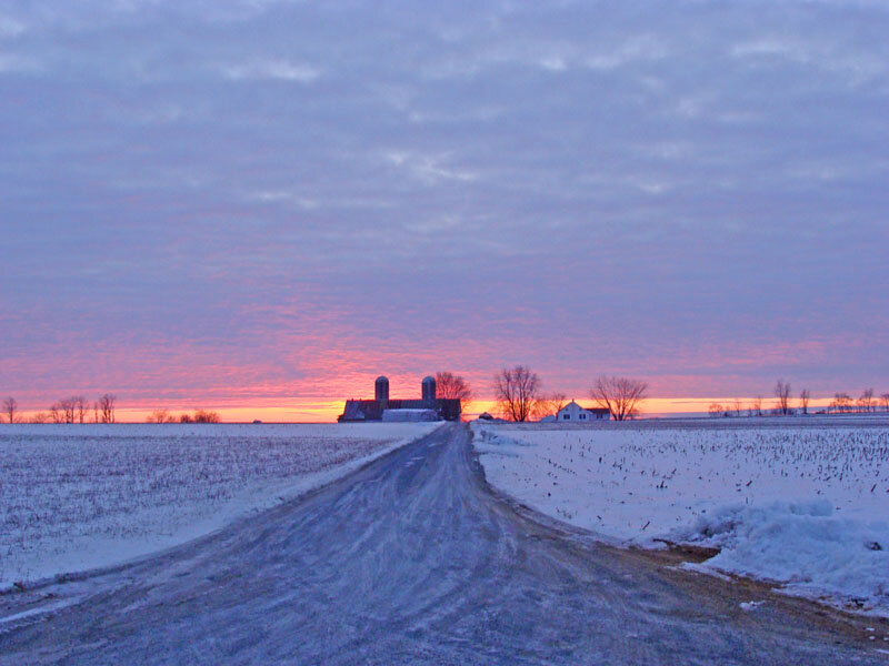 Farm at Sunset — Purple