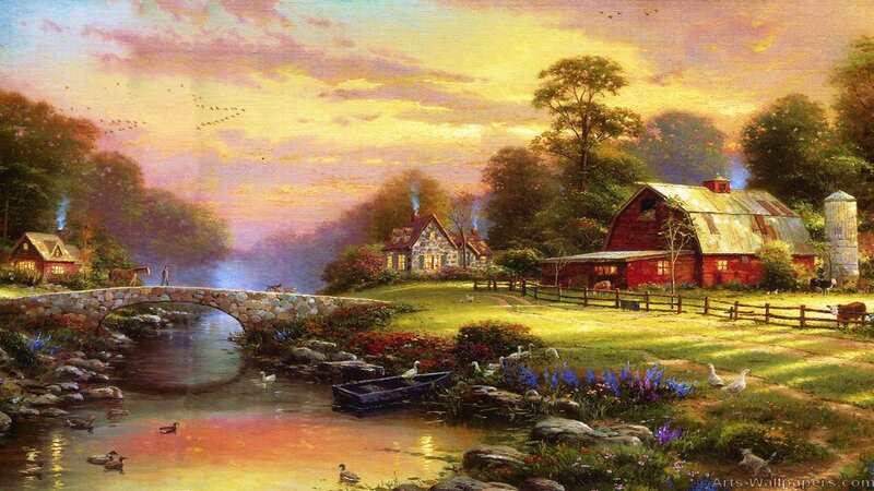 Farm at Sunset — Yellow