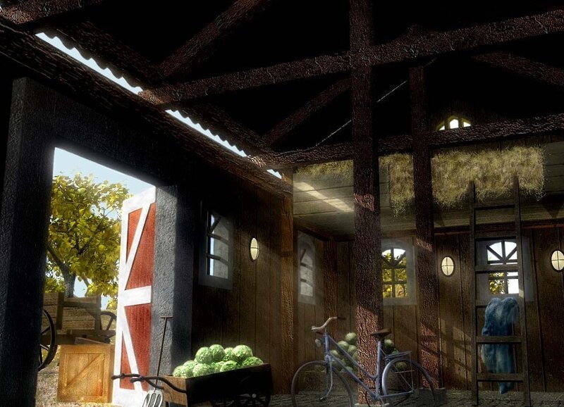 farm barn interior scene