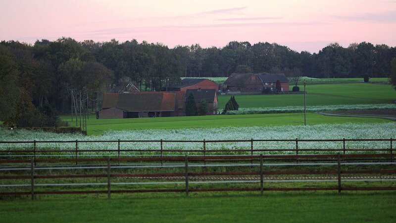 Farm Buildings at Dusk