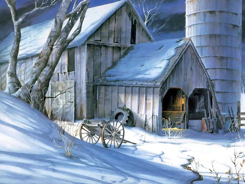 Farm Buildings in Snow