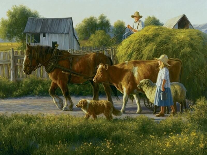 Farm Family with Animals