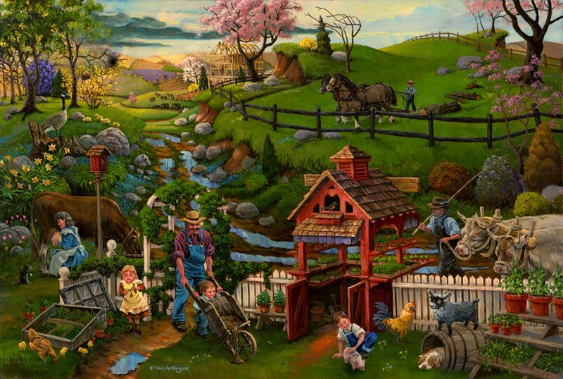 Farm Family Working — Green