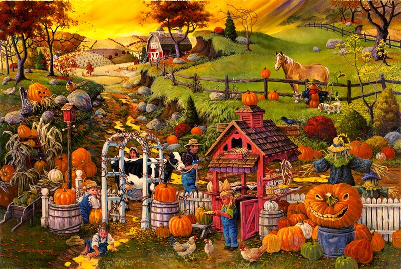 Farm in Autumn — Orange, Festive