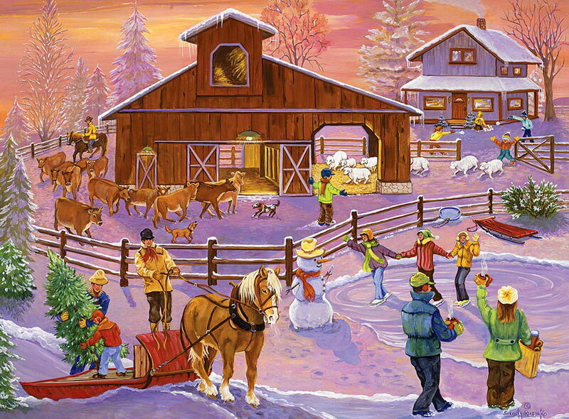 Farm in Winter — Purple