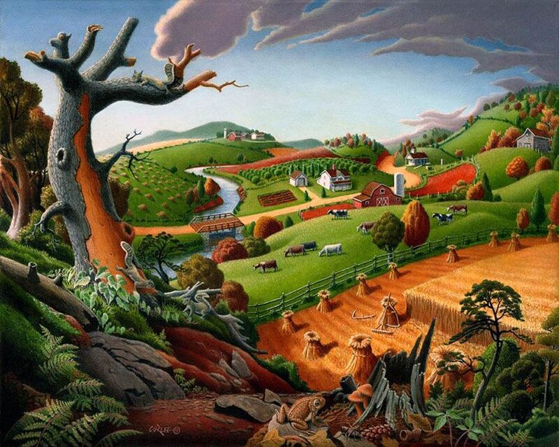 Farm Landscape with Animals