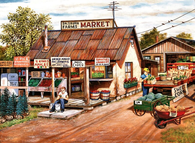 Farm Market Scene — Brown