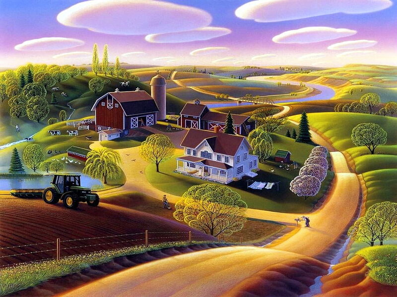 Farm on Rolling Hills — Green, Serene