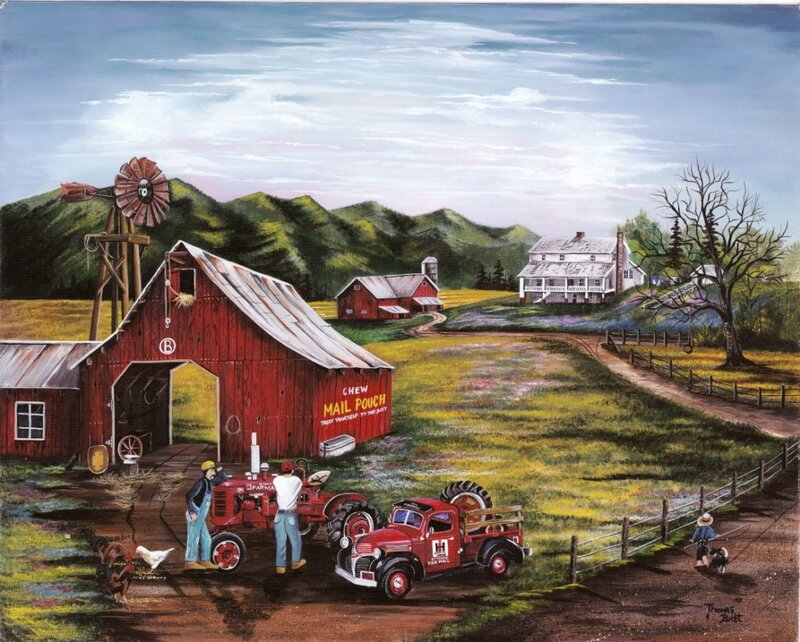 Farm Scene with Barn