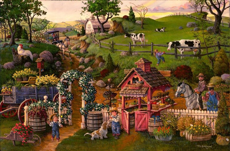 Farm Scene with Children