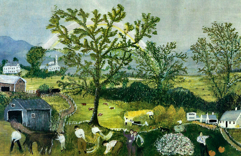 Farm Scene with People — Green