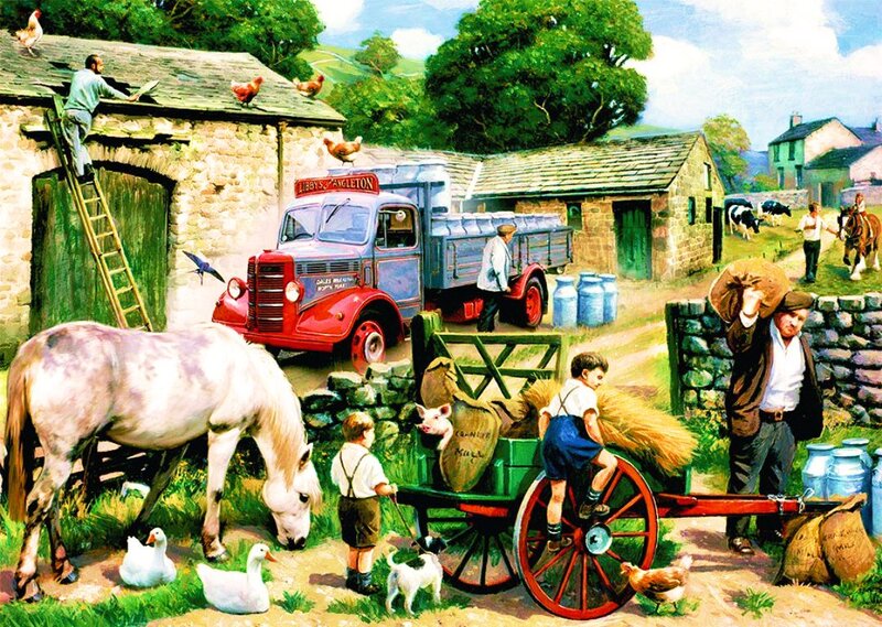 Farm Scene with People