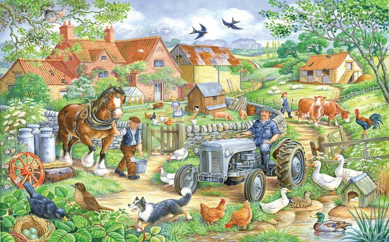 Farm Scene with Tractor