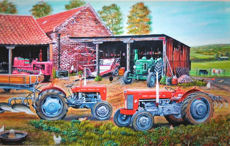 Farm Tractors on a Farm
