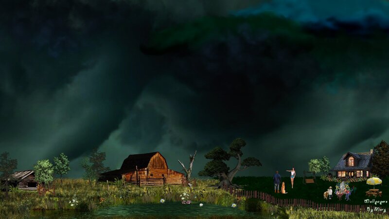 Farm under Storm Clouds