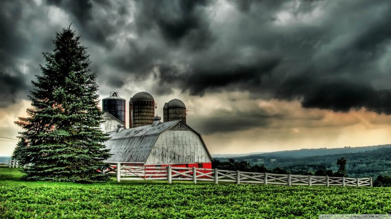 Farm with Barn and Silos