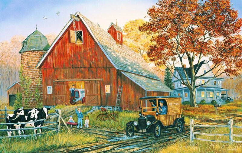 Farm with Barn and Truck