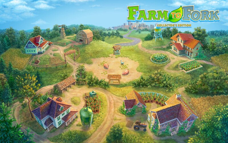 Farm with Houses and Animals