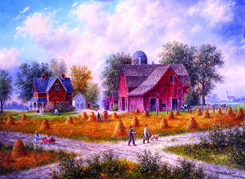 Farm with Red Barn — Serene, Afternoon