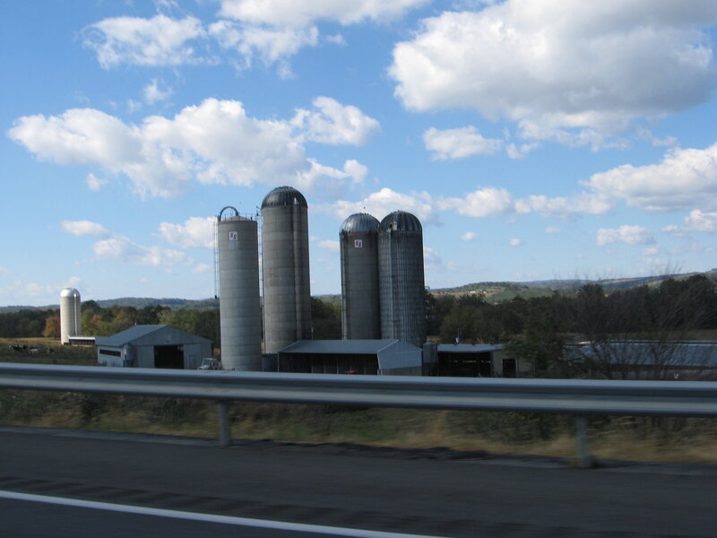 Farm with Silos — Blue