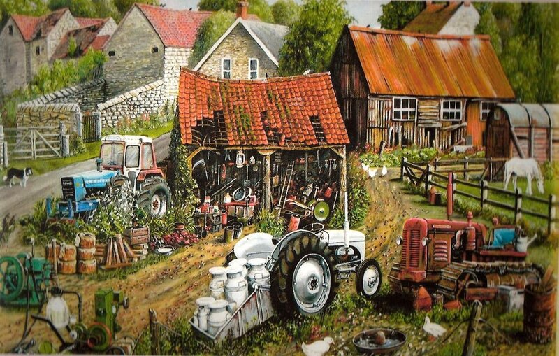 Farm with Tractors — Green, Rural