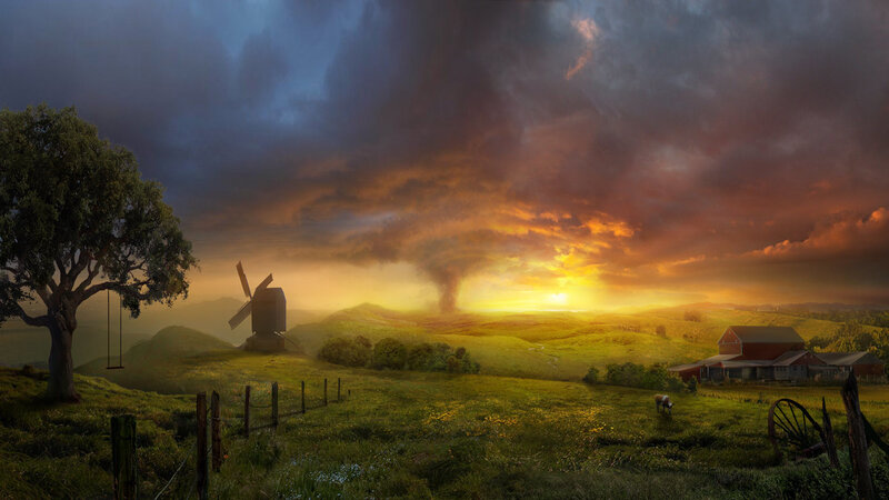 Farm with Windmill