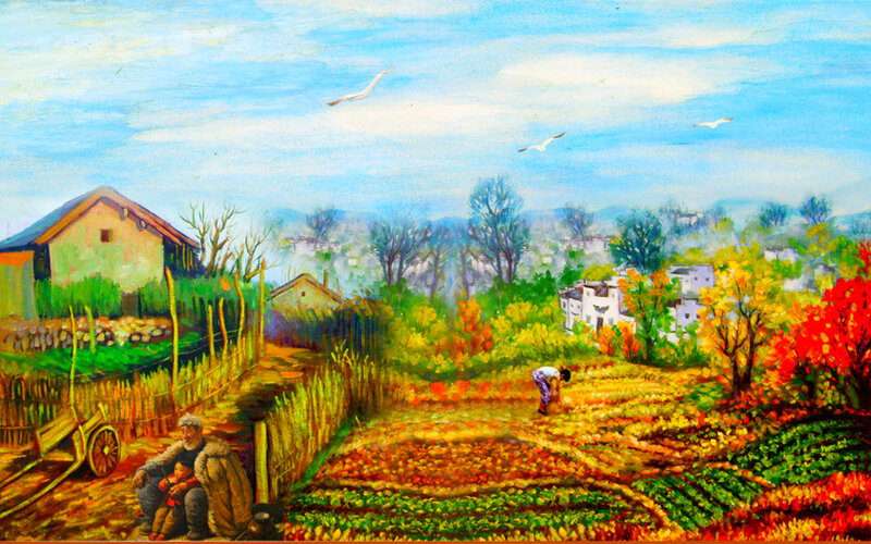 Farmer and Child in Field