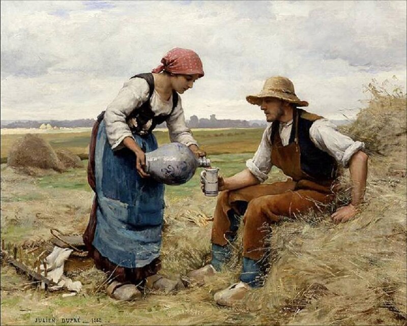 Farmer and woman in field