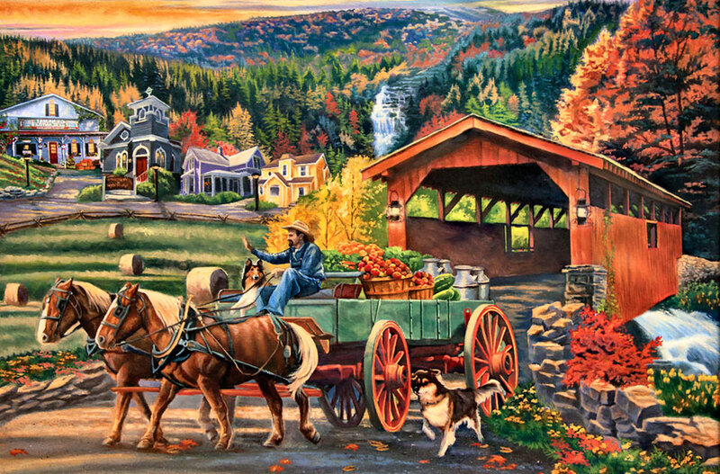 Farmer in Wagon