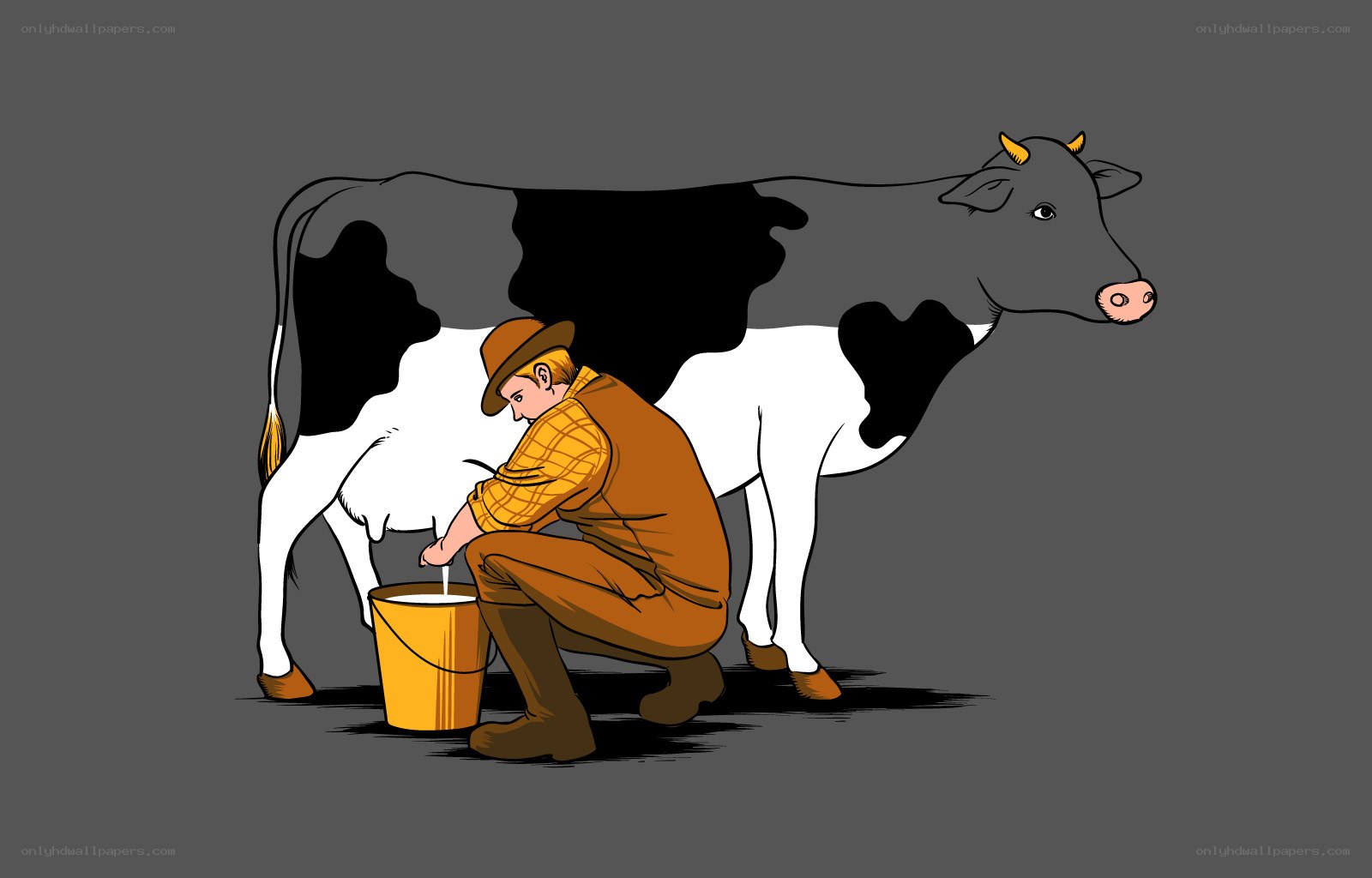 farmer milking a cow